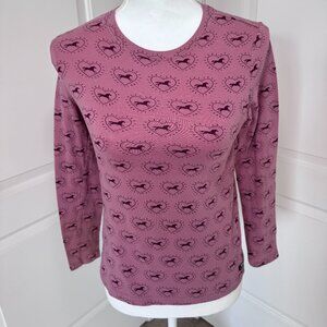 Ariat girls' long sleeve shirt with horse print, size large / 12, mauve